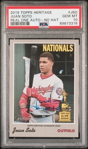 2019 Topps Heritage Juan Soto Real One Auto Ink Gem Mint 10 No Hat