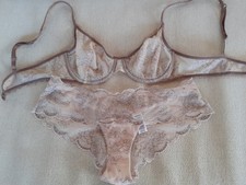 DKNY BH Set - BH u. Slip Gr. 75 C/40 - altrose - Spitze - 2-tlg. -  neu