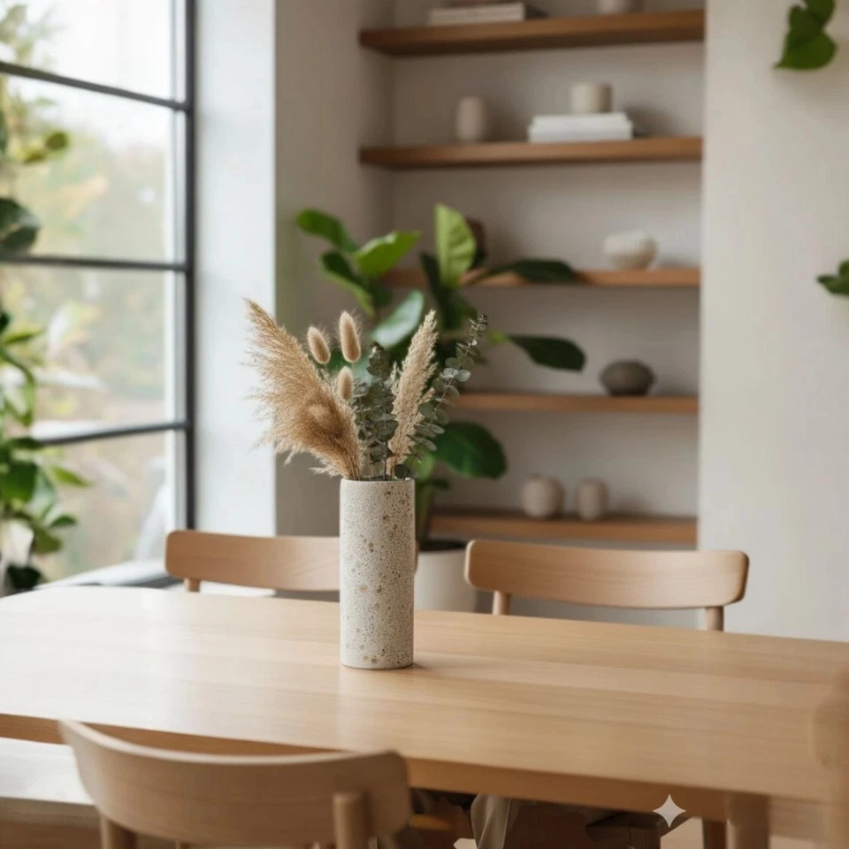 House Doctor Vase VULKAN Grau | Große Design Blumenvase Steingut Zylinder... - Bild 2 von 4