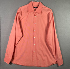 Hugo Boss Dress Shirt Mens 18.5 Neck Size 36/37 Salmon Long Sleeve Button Up