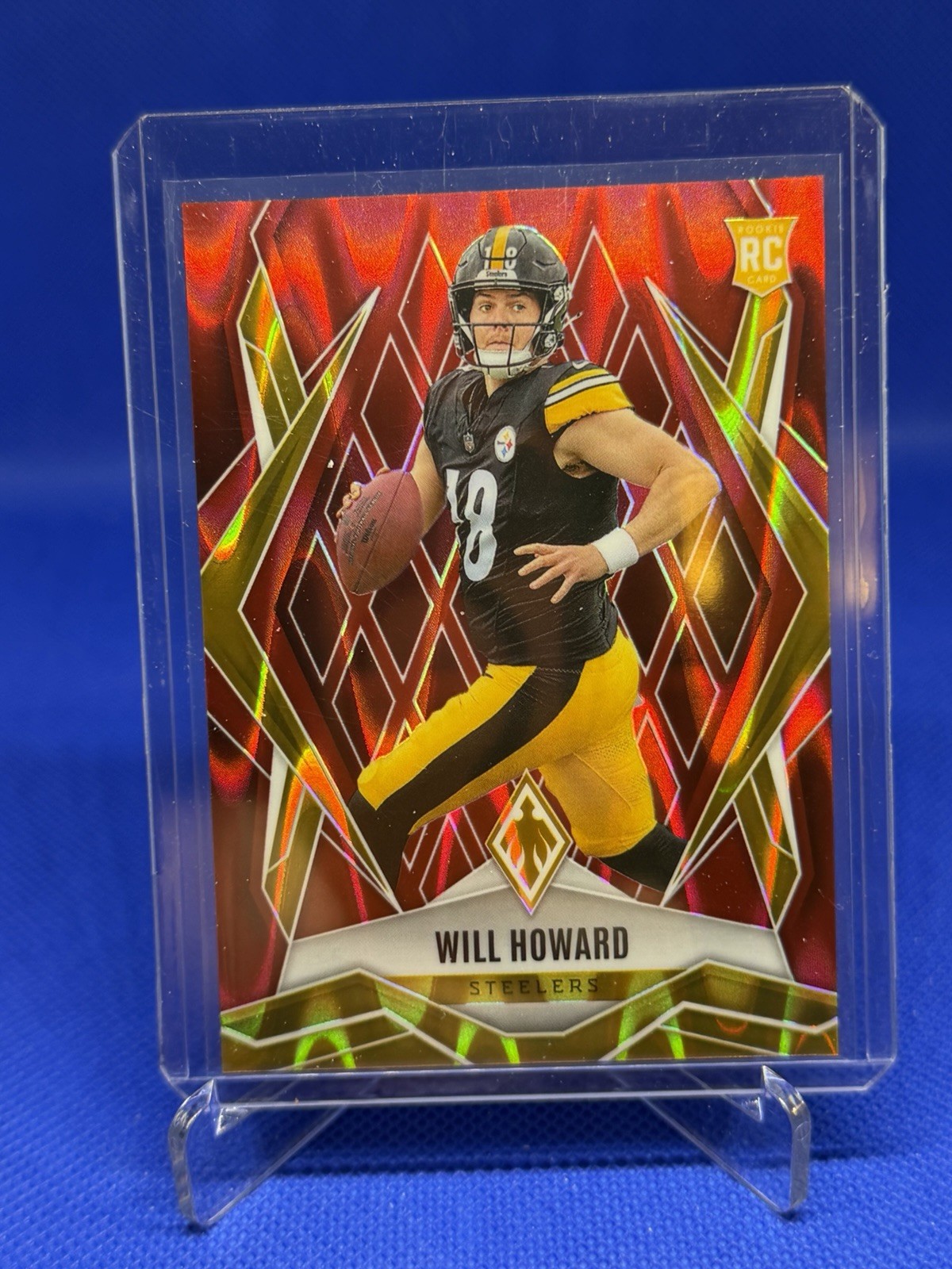 2025 Panini Phoenix Will Howard Rookie Red /99 Seismic #165 Pittsburgh Steelers