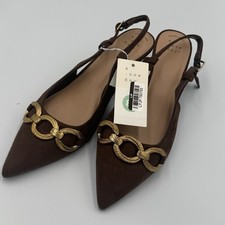 Women's Tabitha Oversized Chain Sling Back Heels with Memory Foam Insole 8 1/2