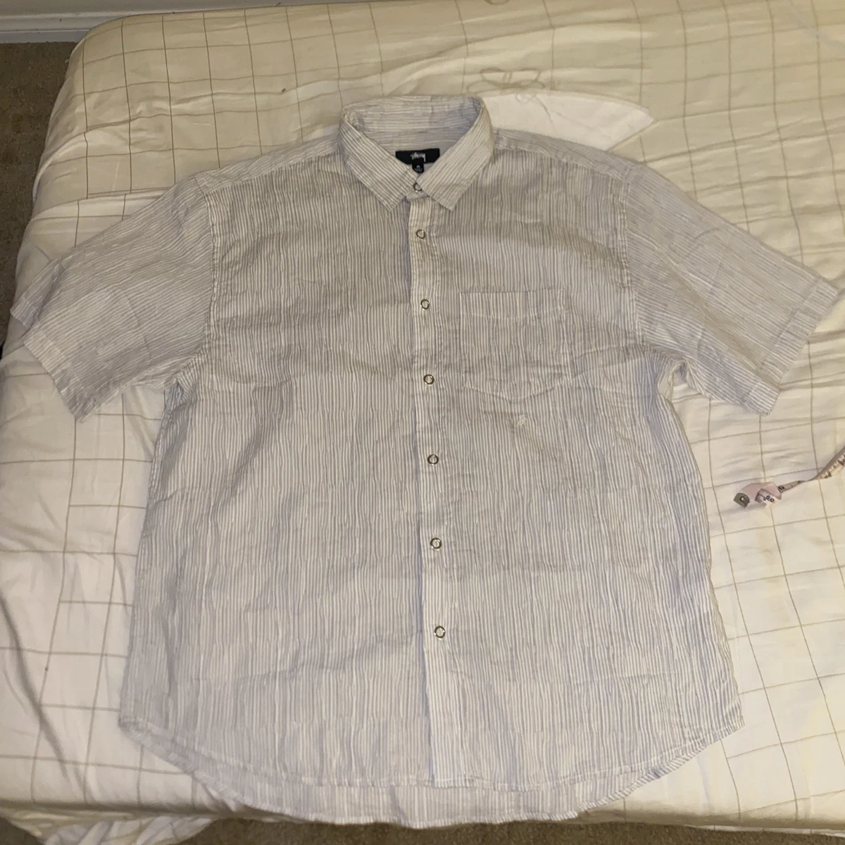 Stussy Short Sleeve Striped Casual Button-Down Shirts for Men for