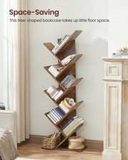 VASAGLE 9-Tier Tree Bookshelf Floor Standing Bookcase Storage Rustic Brown New