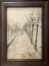 Tableau Peinture Cadre 20ème XXème Monogrammé Paysage Paris Expressionnisme 1933