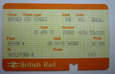 1987 Epsom To Guildford Railway Station Aptis BR Single Ticket