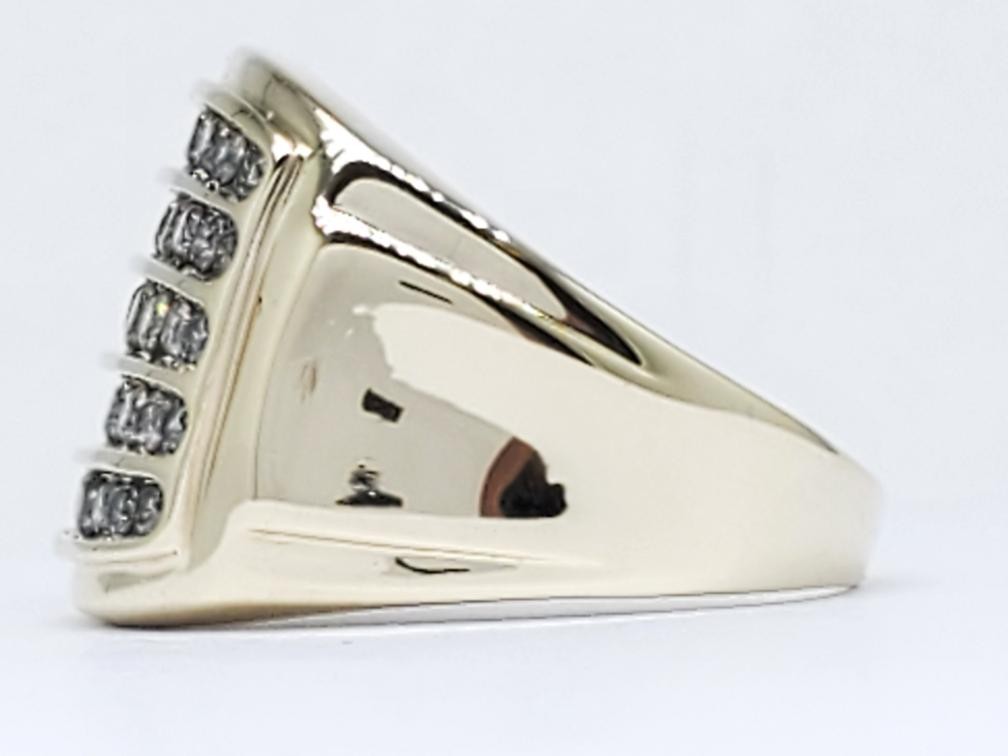 Diamond 5 Row Wide Cluster Ring Solid 10K Yellow … - image 4