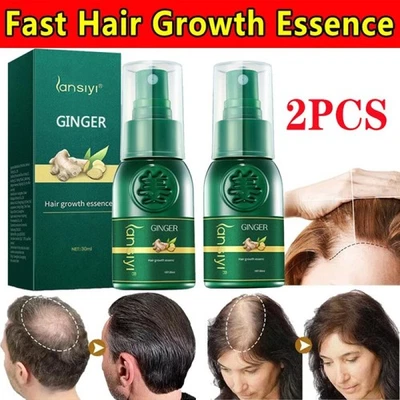 LANSIYI 2PCS Natural Herbal Hair Growth Essence Spray Anti Hair Loss Fast Grow Serum 30g