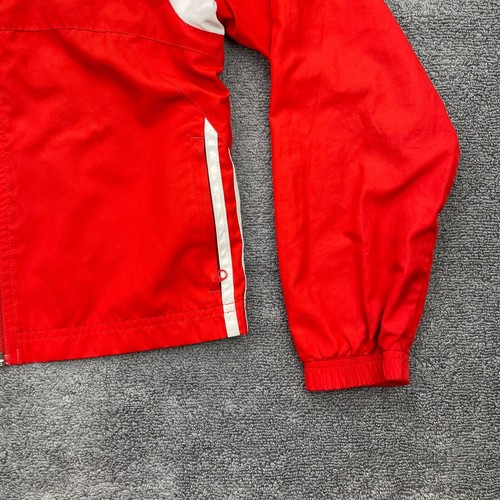 ADIDAS Kids Windbreaker Medium Track Jacket Red White Classic Long Sleeve Boys - Picture 4 of 12