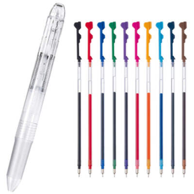 Pilot Hi-Tec-C Coleto 5-Color Pen Body Clear + 10 Refills 0.4mm + Sticky Notes