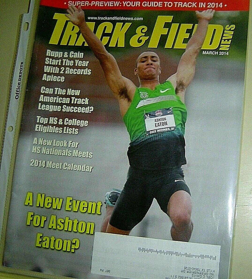 TRACK & FIELD NEWS MAGAZINE March 2014 ASHTON EATON Brenda Martinez
