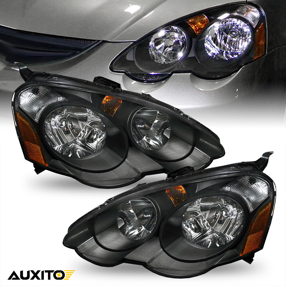 For RSX 2002-2004 DC5 Type S Black Housing Amber Signal Headlight Assembly Lamp