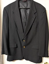 Hart Shaffner & Marx Micron 2000 Men's Black Single Breasted Blazer 44 Long