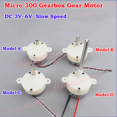 DC 3V 5V 6V Slow Speed Reduction Micro 300 Gearbox Gear Motor Threaded shaft Toy - Picture 1 of 18