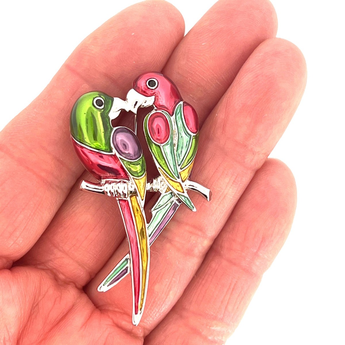 Ari D Norman パンサー ブローチ オニキス×エメラルドアイ Parrots Pin Brooch Rhodium Plated Metal Alloy Set With Enamel By