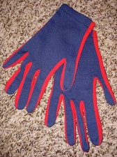 NWOT Vintage Helanca Gloves Blue/Red Stretch Nylon Made in Italy