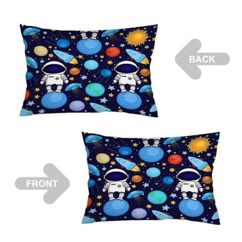 Throw Pillow Cover Queen Size Set of 2,Cartoon Space Astronauts Rockets Blue - Bild 4 von 6
