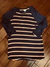 Lularoe Randy Blue with Pink Peach Stripes New with Tags Med