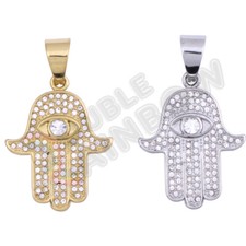   Cz Evil Eye Hamsa Hand Stainless Steel Religious Jewelry Pendant *P230