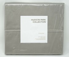 Hudson Park Collection 600TC Cotton Sateen Solid Flat Sheet - FULL - Silver Gray