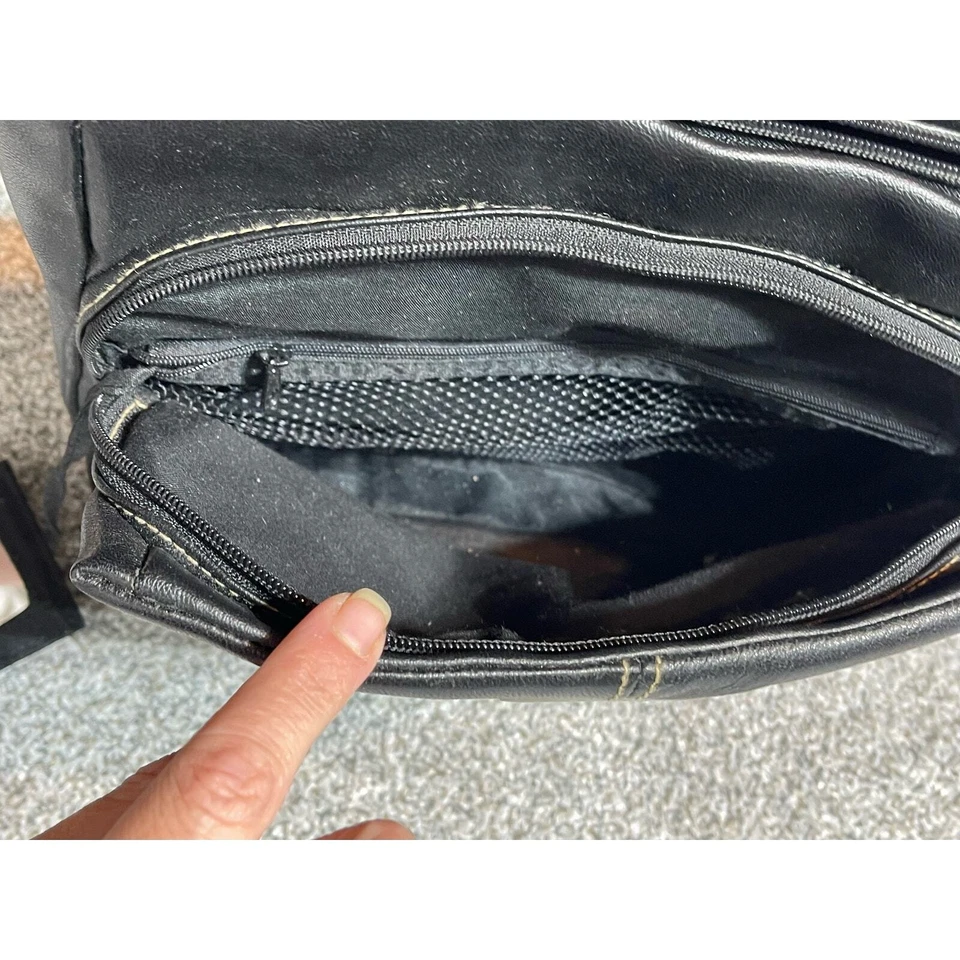 Hush Puppies Bolso de Hombro de Cuero Negro Cartera Bolsillos Maquillaje Espejo Grandmacore Foto 4 de 4