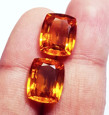 Loose Gemstone Cushion Shape Natural Orange Sapphire 15 Ct Pair Certified L753