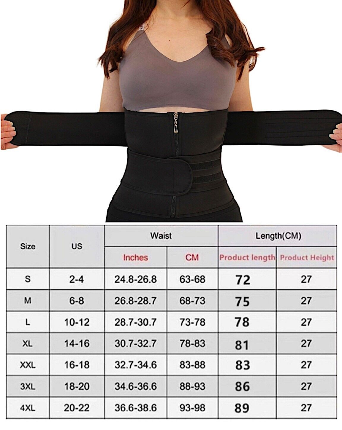 Women Waist Trainer Sauna Neoprene Sweat Belt Tummy Control Yoga Gym Body Shaper