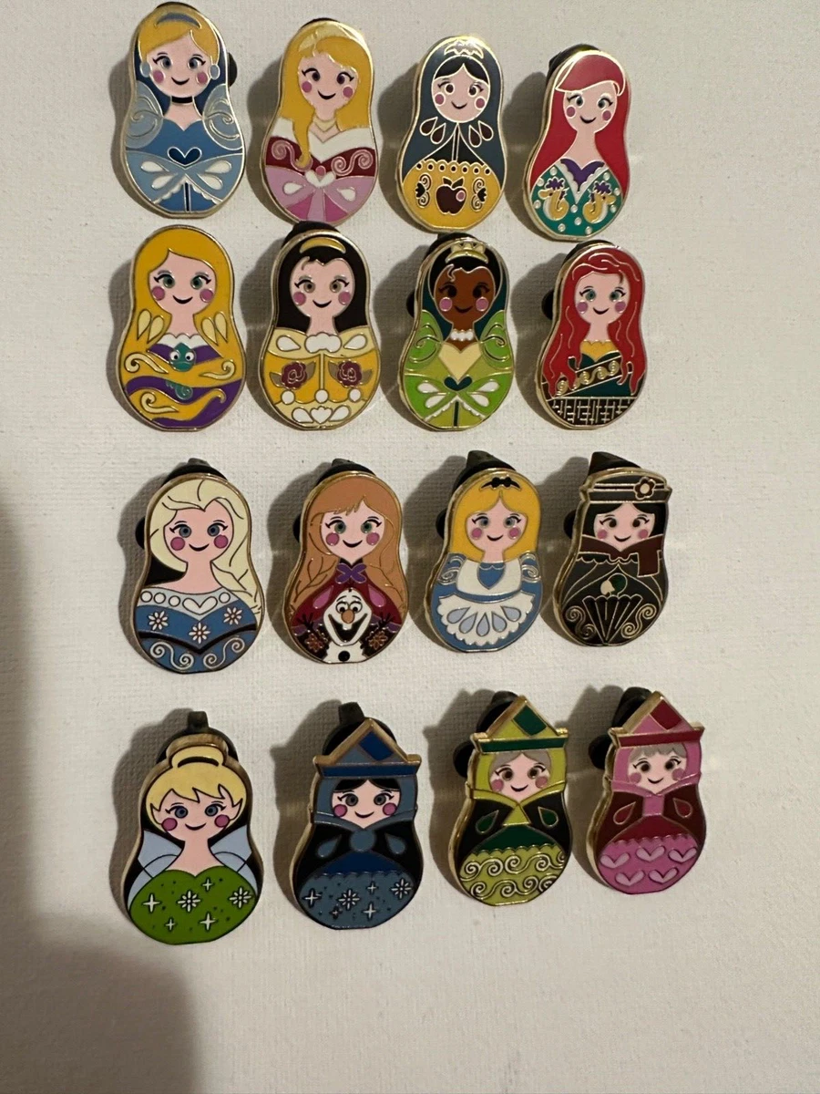 Disney Princess Nesting Dolls FULL SET 16 Pins Fairies Elsa Anna