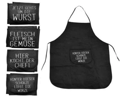 HAC24 4er Set Grillschürze Schwarz | Männer Kochschürze Schürze | Grill Latzschürze