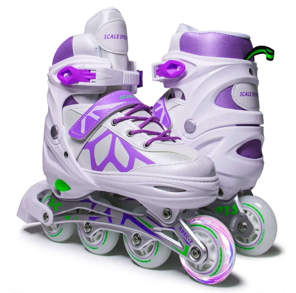 Inline Roller Skates Children's Kids Roller Skates Inline Adjustable Mint Purple - Image 3 of 4