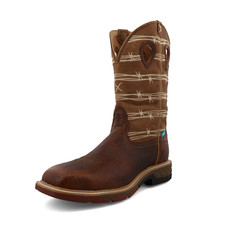 Twisted X Men's Western Work Boot Rustic Brown Lion Tan MXBAW05