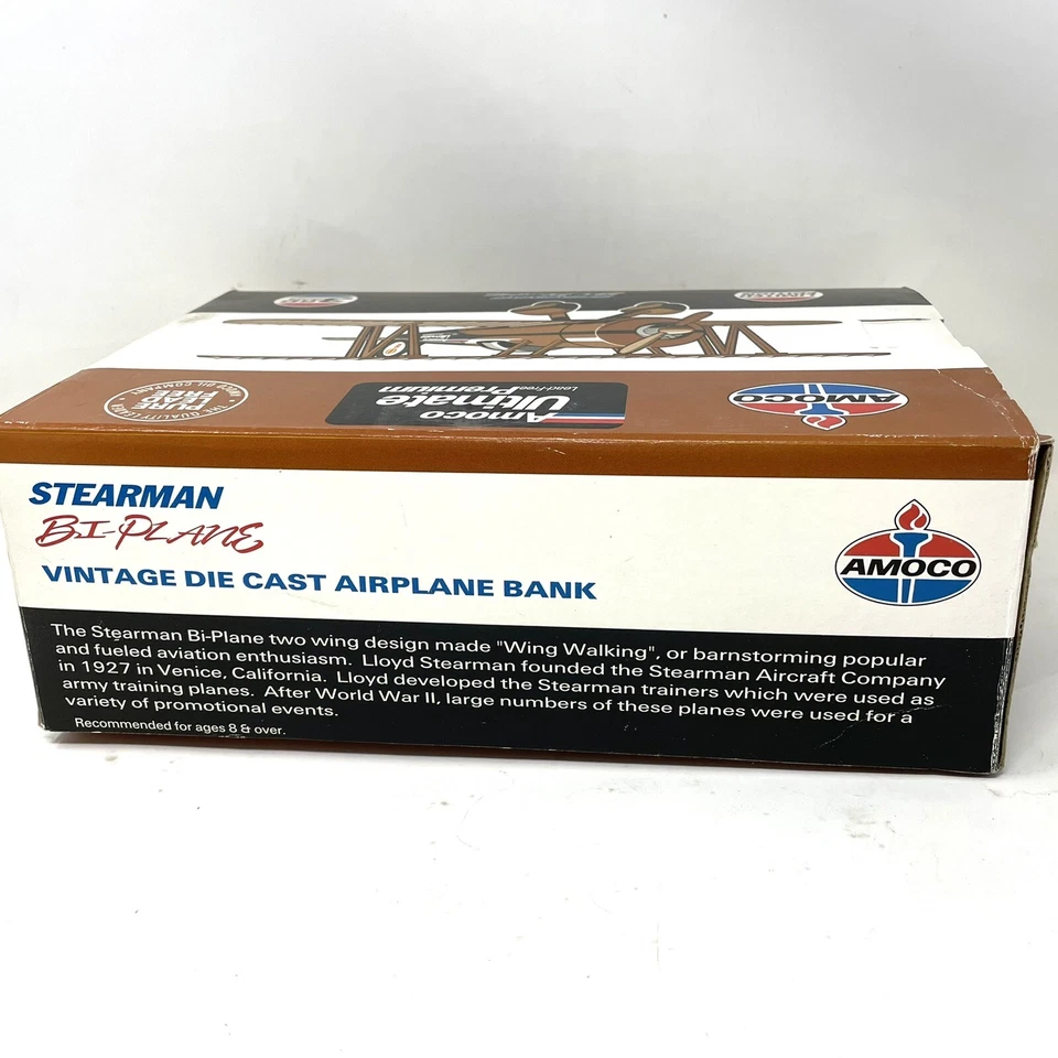 Banco de avión biplano Amoco Ultimate Premium Stearman 1993 vintage fundido a presión Foto 4 de 4