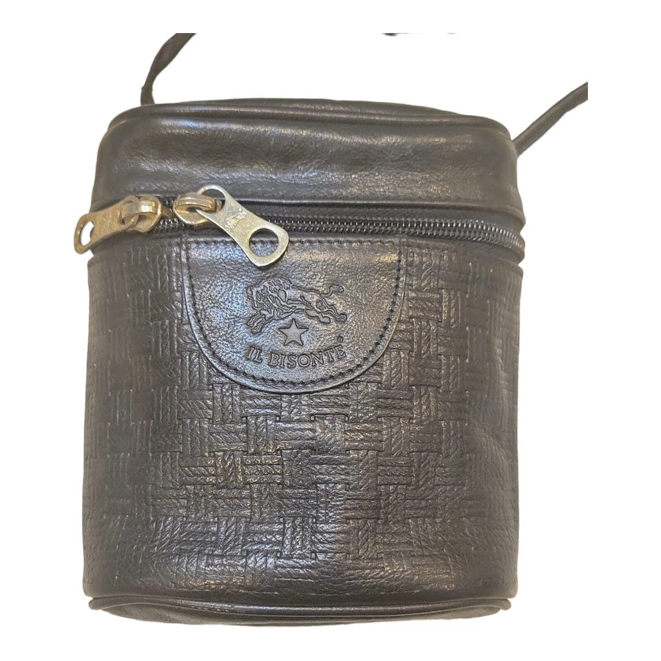 Bolso Bandolera Il Bisonte Cuero Negro Pequeño Cámara Cierre con Cremallera Foto 2 de 4