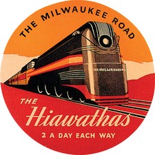 Vintage Milwaukee Road train advertisement reproduction steel sign