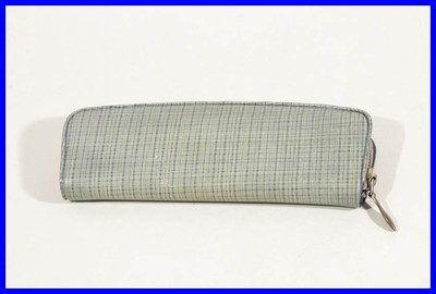 1960er J. Grünkariertes Plastik Etui für 2 Füller oÄ ( innen gelb )- pen pouch