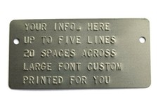Metal I.D. DATA PLATE TAG Custom Personalized Trailer Car Truck Boat