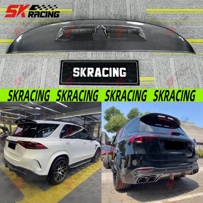 Glossy Black/Carbon Fiber Rear Roof Spoiler Wing For Mercedes W167 GLE SUV 21-23
