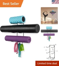 Functional Wall-Mounted Yoga Accessory Holder: Easy Install & Space Efficient