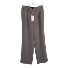 Quince Ultra-Stretch Ponte Wide Leg Pants Taupe Brown Pleated High Rise Size 8