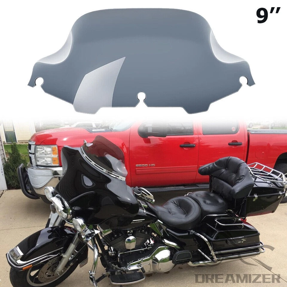 9" Smokke Wave Windshield Windscreen For Harley Touring Street Glide 2014-2023 - Image 2 of 4