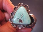 Vintage  Native American Sterling Silver Greenish turquoise Ring size 8.5