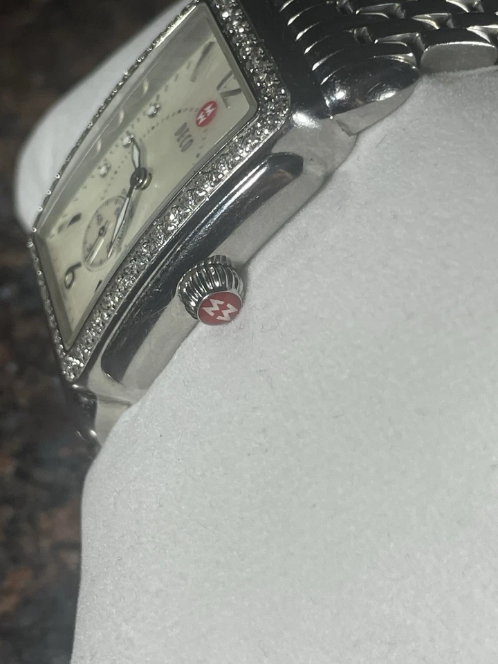 Reloj Pulsera Michele Deco Park Acero Inoxidable Con Bisel Diamante, Batería Nueva Foto 3 de 4