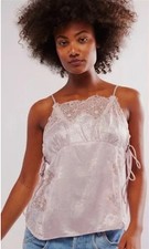 NWT Intimately FP Free People XS Shimmer On Cami Lilac Lace Tank Top 1346489