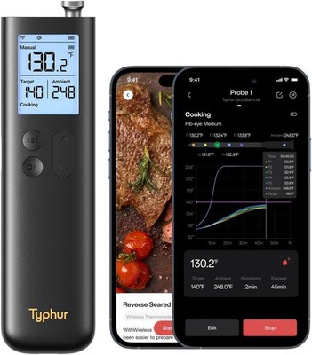 Typhur Sync Gold Wireless Meat Thermometer,Enhanced 10X Sub-1G Signal and Stab