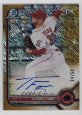 2022 Bowman Chrome Prospect Gold Shimmer Refractor 14/50 Thomas Farr Auto 4a7