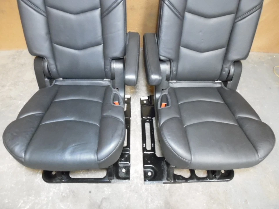 2016 Cadillac Escalade ESV 2nd Row Leather Bucket Folding Seats RH & LH Black OE - Image 3 of 4