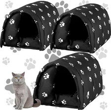 3 Pack Outdoor Cat House Waterproof Insulated Feral Cat Shelter Winter Tent Beds