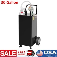 Fuel Caddy 30 gal Portable Gas Caddy on Wheels with Manual Transfer Pump Black