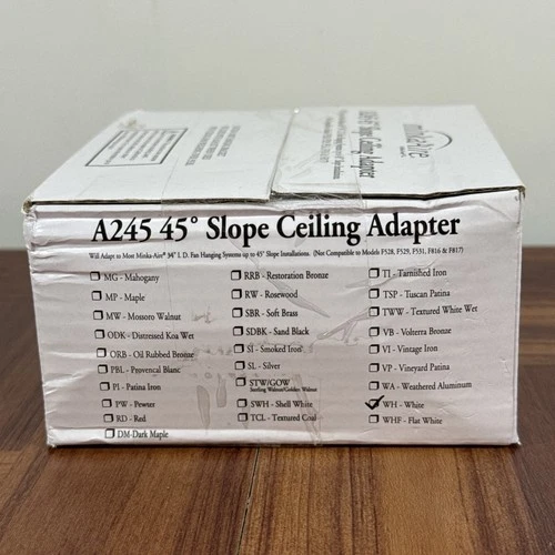 MinkaAire A245 45deg  Slope White Ceiling Fan Adapter A245-WH FREE SHIPPING - Picture 3 of 4