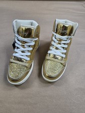 Pastry Glam Pie Glitter Kids Size 1 Gold High Top Sneakers Shoes NWB